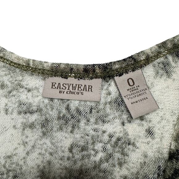 CHICOS EASYWEAR Green Black Tan Abstract Open Mesh Cardigan Sz Small (0) Womens - Picture 6 of 9